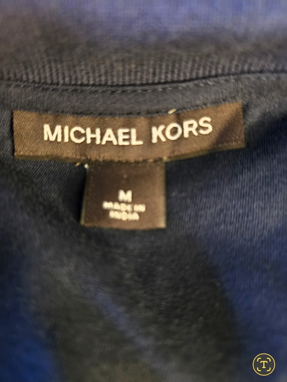 Michael Kors Navy Long Sleeve Polo with White Trim Medium